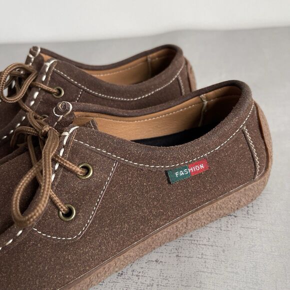 Womens Brown Suede Lace-Up Moccasin Comfort Shoes Loafers 40 / US 8.5 - Picture 2 of 13